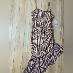 Women's Sleeveless Mesh Dress - Wild Fable Light Brown Zebra Striped S